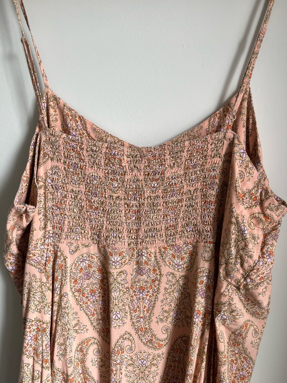 Old Navy Plus Size XXL Midi Dress Pink Paisley Boho Smocked Back Summer - Picture 7 of 8